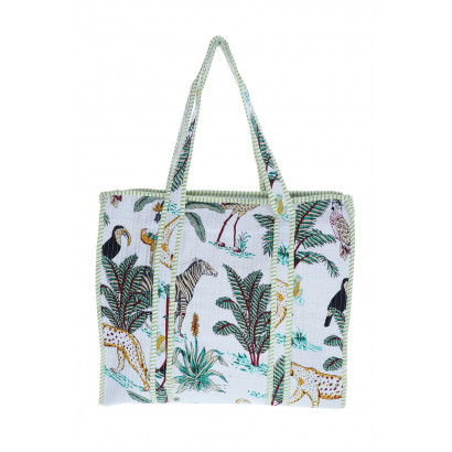 PADDED TOTE BAG WITH ANIMAL PATTERN