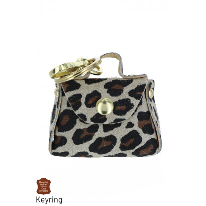 PORTE-CLEFS EN CUIR LEOPARD SAC À MAIN