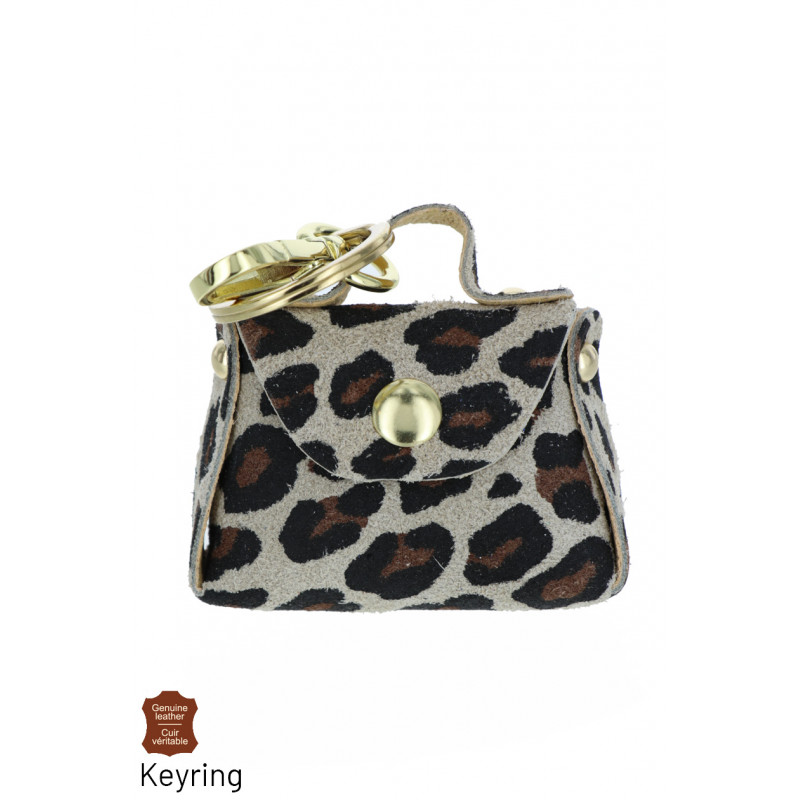 LEOPARDO LLAVERO DE CUERO BOLSO CON FORMA