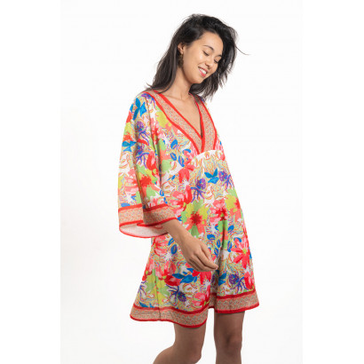 POLYESTER TUNIEK GEDRUKTE BLOEMEN