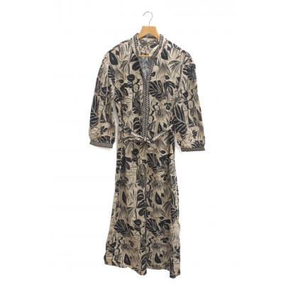 ROBE EN COTON AVEC IMPRIMÉ FLORAL AVEC LACET