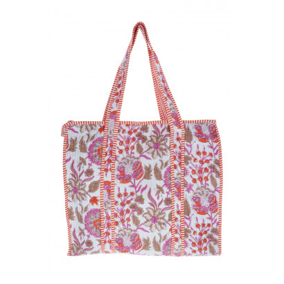 PADDED TOTE BAG WITH FLOWERS PATTERN