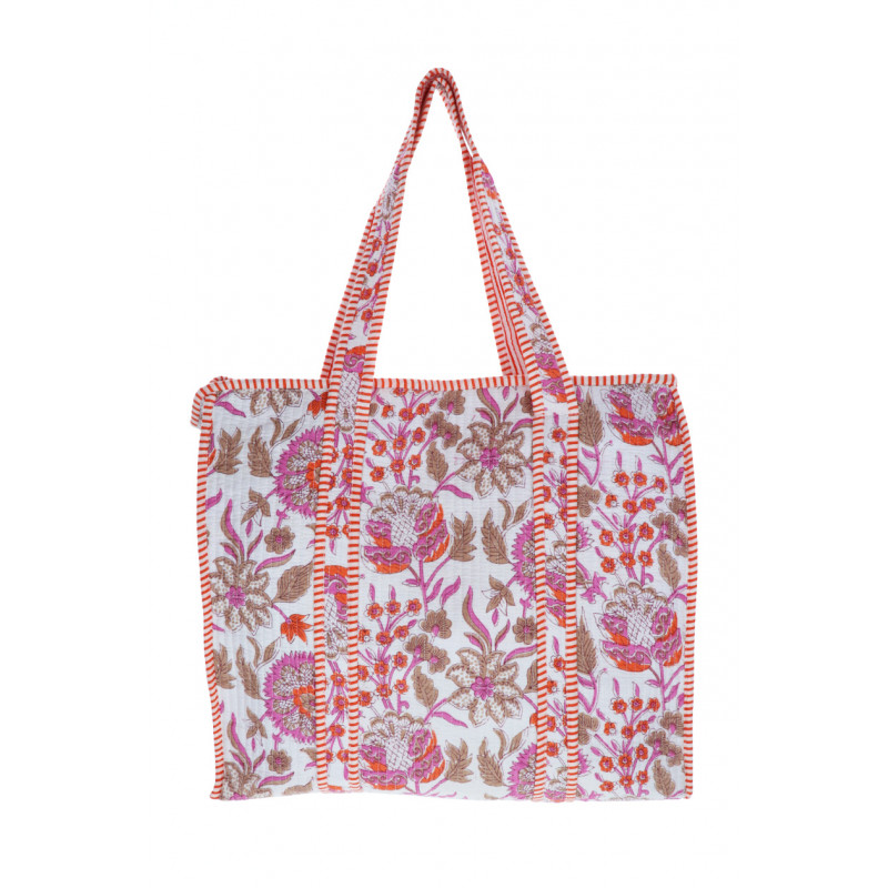 PADDED TOTE BAG WITH FLOWERS PATTERN