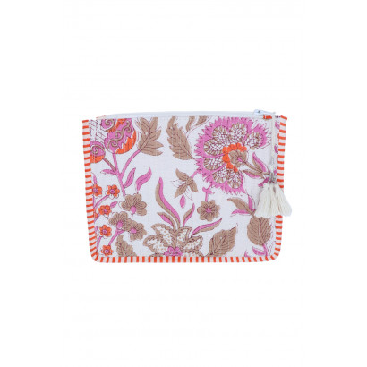 COTTON POUCH/KIT WITH FLOWER PATTERN