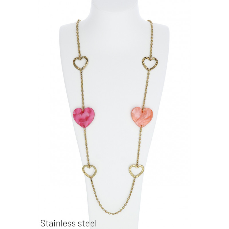 LANGE KETTING MET PLASTIC HART HANGER