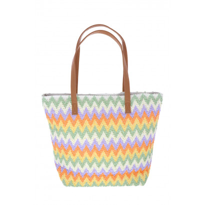 PALMHA, PANIER EN PAILLE AVEC MOTIF ZIGZAG