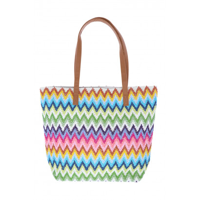 PALMHA, PANIER EN PAILLE AVEC MOTIF ZIGZAG