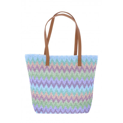 PALMHA, PANIER EN PAILLE AVEC MOTIF ZIGZAG