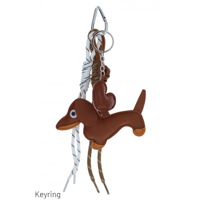 KEYRING WITH DOG, HEART AND TASSEL