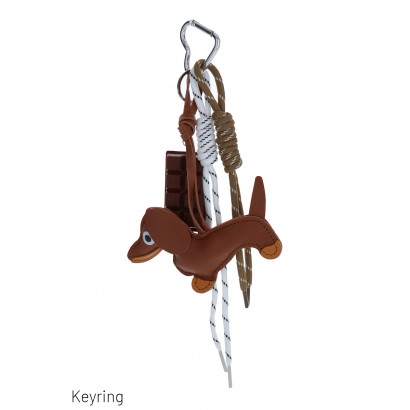 KEYRING WITH DOG, CHOCOLATE AND TASSEL