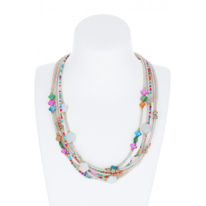 NECKLACE MULTI ROWS & MULTI BEADS PENDANT