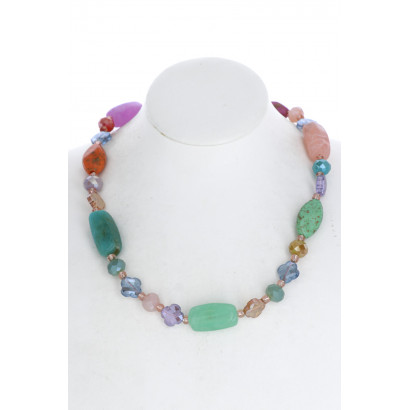 NECKLACE WITH MULTI BEADS AND STONES