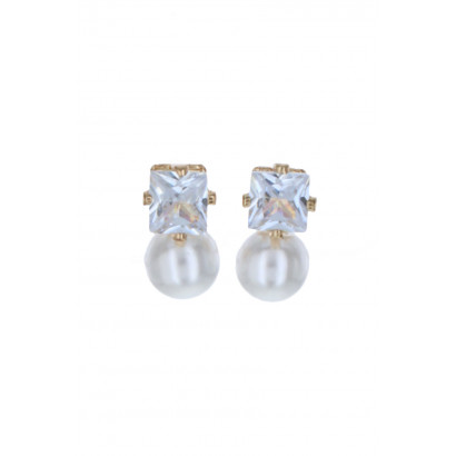 EARRINGS PEARL PENDANT AND RHINESTONES