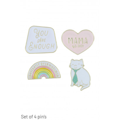 SET DE 4 BROCHES AVEC ARC-EN-CIEL, MESSAGES