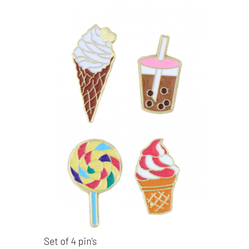 SET OF 4 PINS WITH LOLLIPOP, ICE CREAM