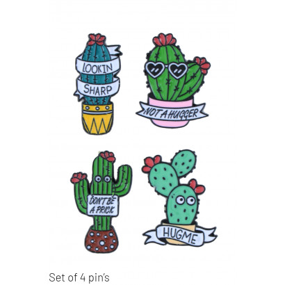 SET OF 4 PINS WITH CACTUS