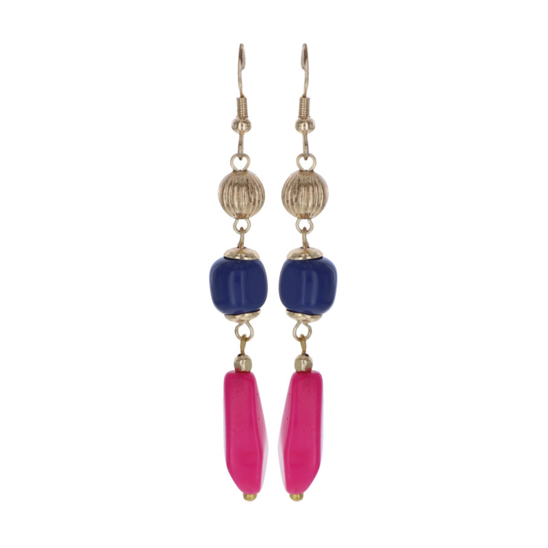 PENDIENTES COLGANTE MULTI PERLAS Y METAL REDONDO