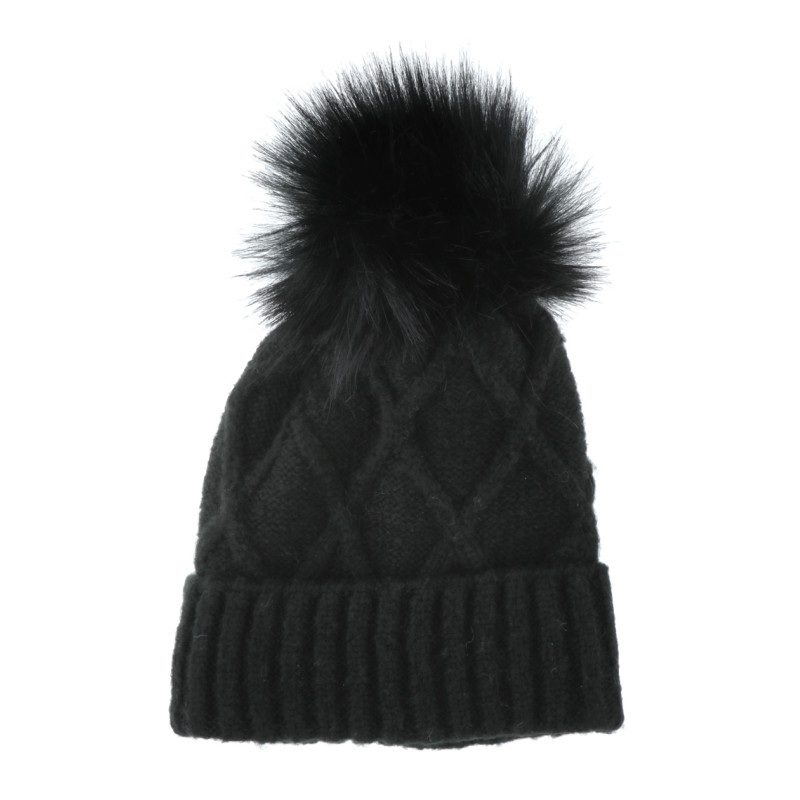 GORRO DE PUNTO CON VUELTA, GEOMETRICO Y POMPÛN