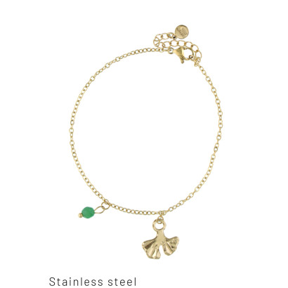 PULSERA DE ACERO CON COLGANTES HOJAS