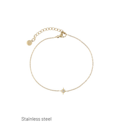 PULSERA DE ACERO CON ESTRALLA Y ESTRAS