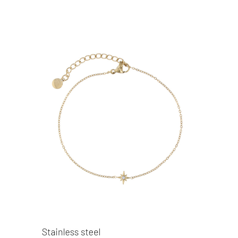 PULSERA DE ACERO CON ESTRALLA Y ESTRAS