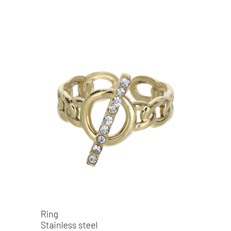 BAGUE EN ACIER AVEC ANNEAU ET LIGNE DROITE