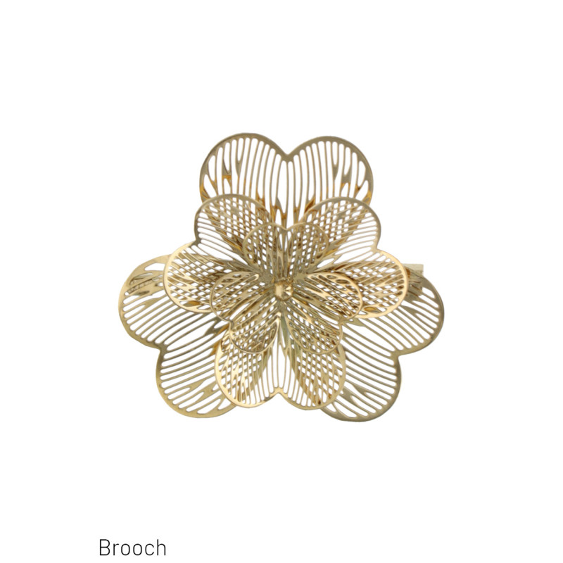 STAAL BROCHE MET BLOEMEN