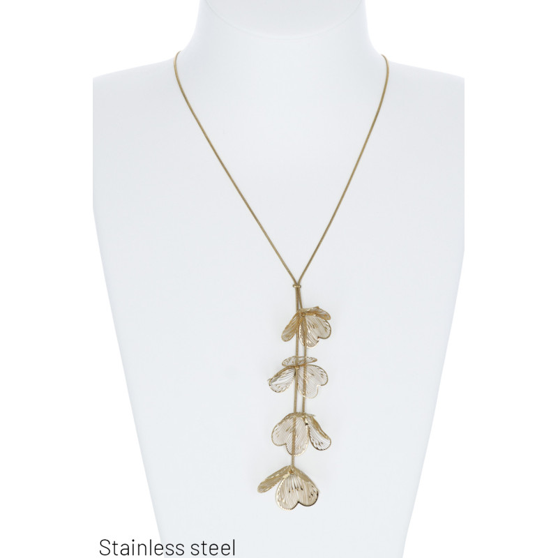 COLLAR EN ACERO CON COLGANTE FLORES