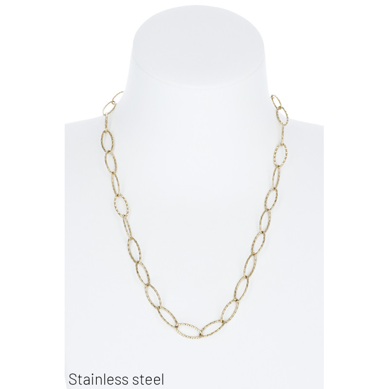 COLLIER GROS MAILLONS MARTELE EN ACIER