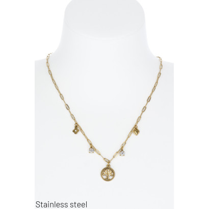 STEEL NECKLACE WITH CHARMS