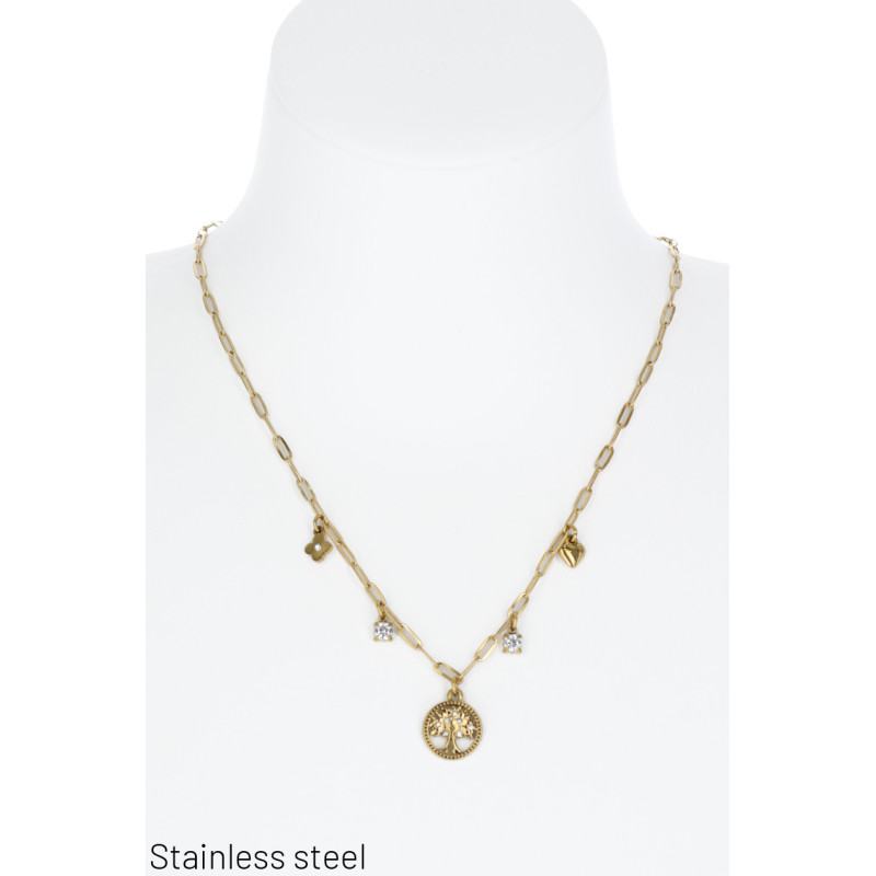 STEEL NECKLACE WITH CHARMS