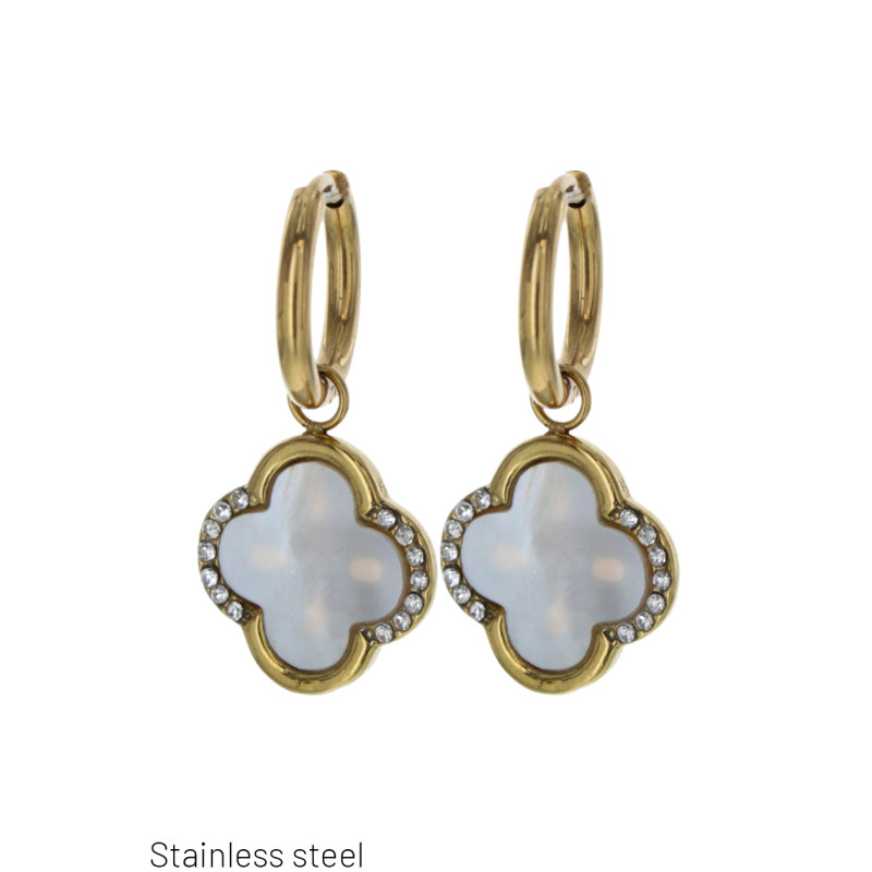 PENDENTIES ACERO CANDADO FORMA DE FLORE Y ESTRAS