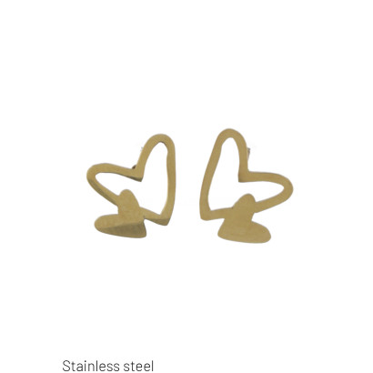 STEEL EARRING WITH HEART PENDANT