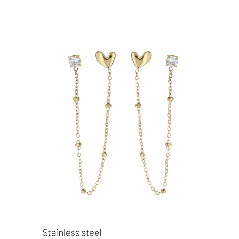 STEEL EARRINGS CHAIN FRINGES
