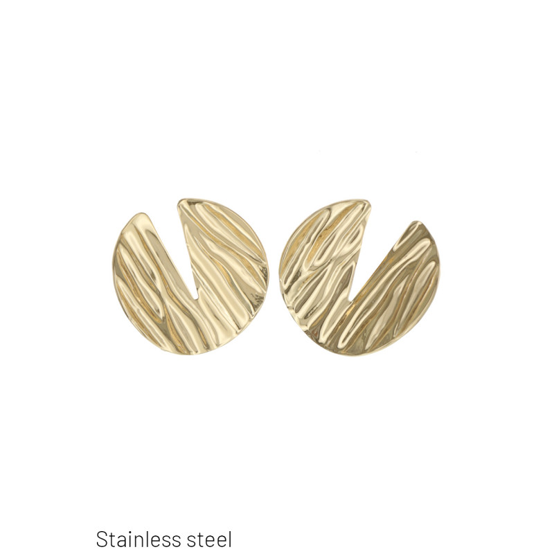 STEEL EARRING ROUND SHAPE AND HAMMERED