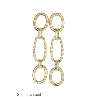 STEEL EARRINGS WITH LINKS PENDANT