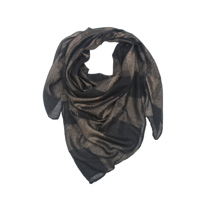 PLEATED SQUARE SCARF WITH CHECKS AND LUREX