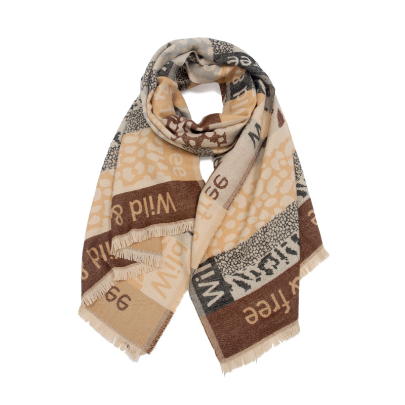 FOULARD TISSE IMPRIME ANIMAL ET LIGNES