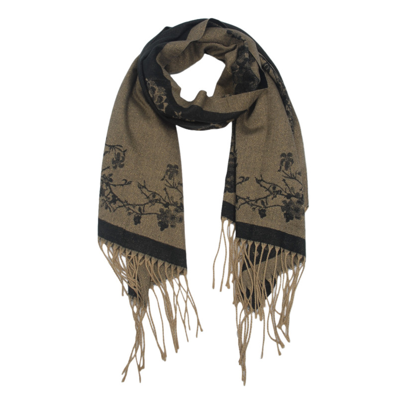 CHARPE TISSE IMPRIME FLEURS ET LUREX
