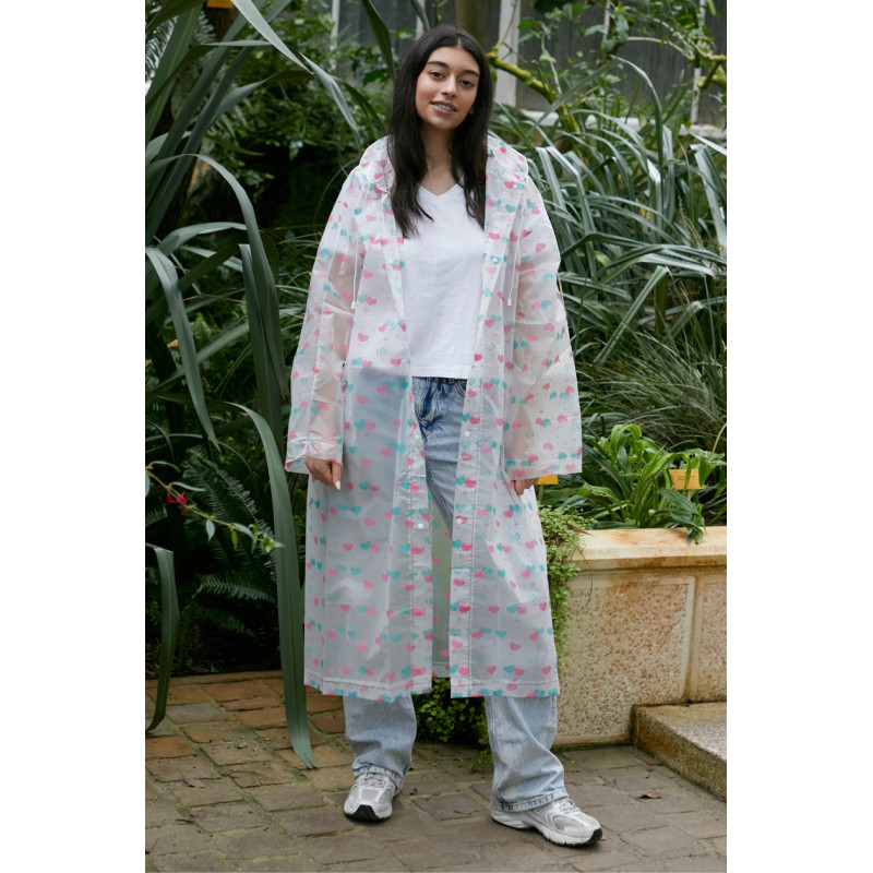 IMPERMEABLE CON BOTÛN DE PRESIÛN Y ESTAMP CORAZÛN