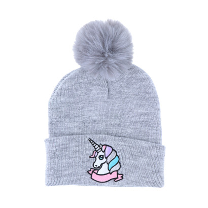 GORRO DE PUNTO NINA  CON VUELTA Y POMPÛN