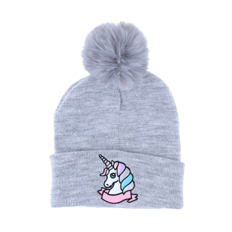 GORRO DE PUNTO NINA  CON VUELTA Y POMPÛN