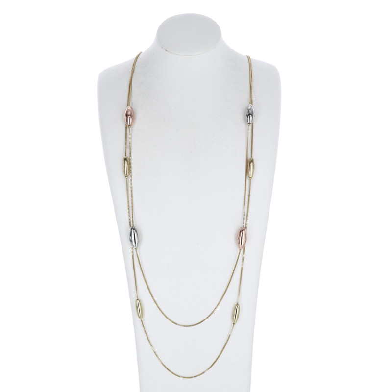 LONG COLLIER DOUBLE CHAINE AVEC GOUTTE