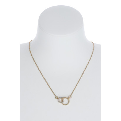 LONG NECKLACE WITH RING PENDANT AND RHINESTONES