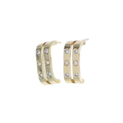 EARRINGS GEOMETRIC SHAPE PENDANT & STRASS