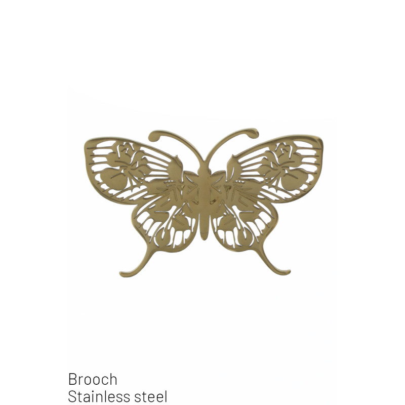 BROCHE DE ACERO CON MARIPOSA