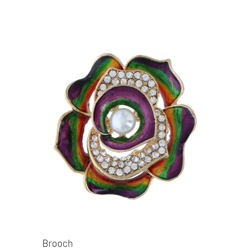 BROCHE FORMA DE FLORE CON ESTRAS Y PERLAS