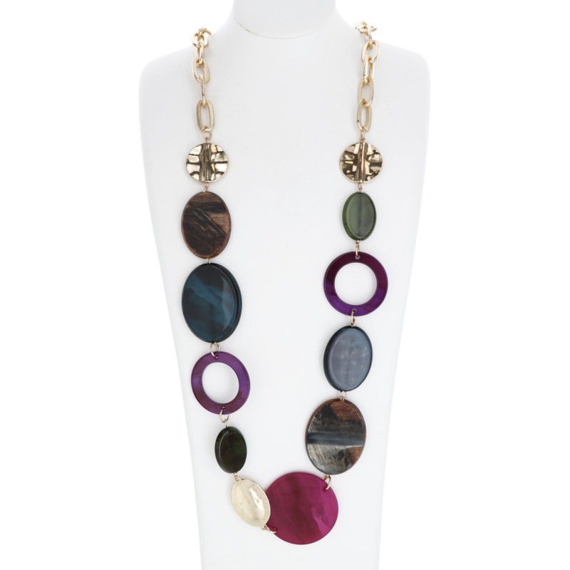 LANGE HALSKETTING MET RING & METAAL HANGER