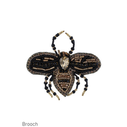 BROCHE CON ABEJAS, PERLAS Y BORDADO