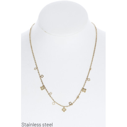 STAAL HALSKETTING MET BLOEM HANGER